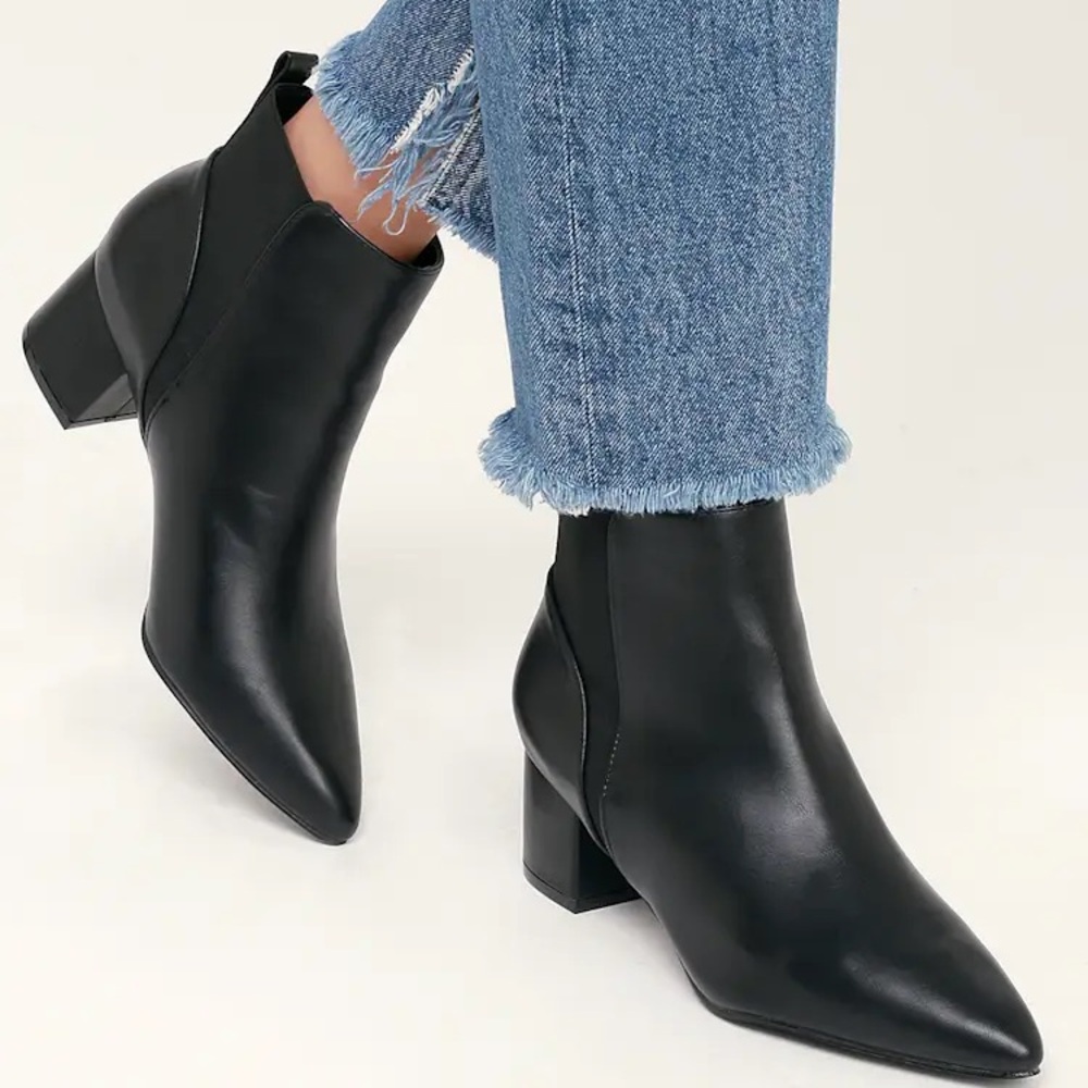 Lulus Chase Faux Leather Black Ankle Boots